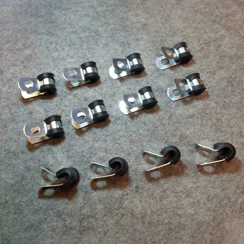 (4.7mm) Brake Pipe Clips 3/16\\\\\\\" For 3/16\\\" Pipes Metal+Rubber P Clips