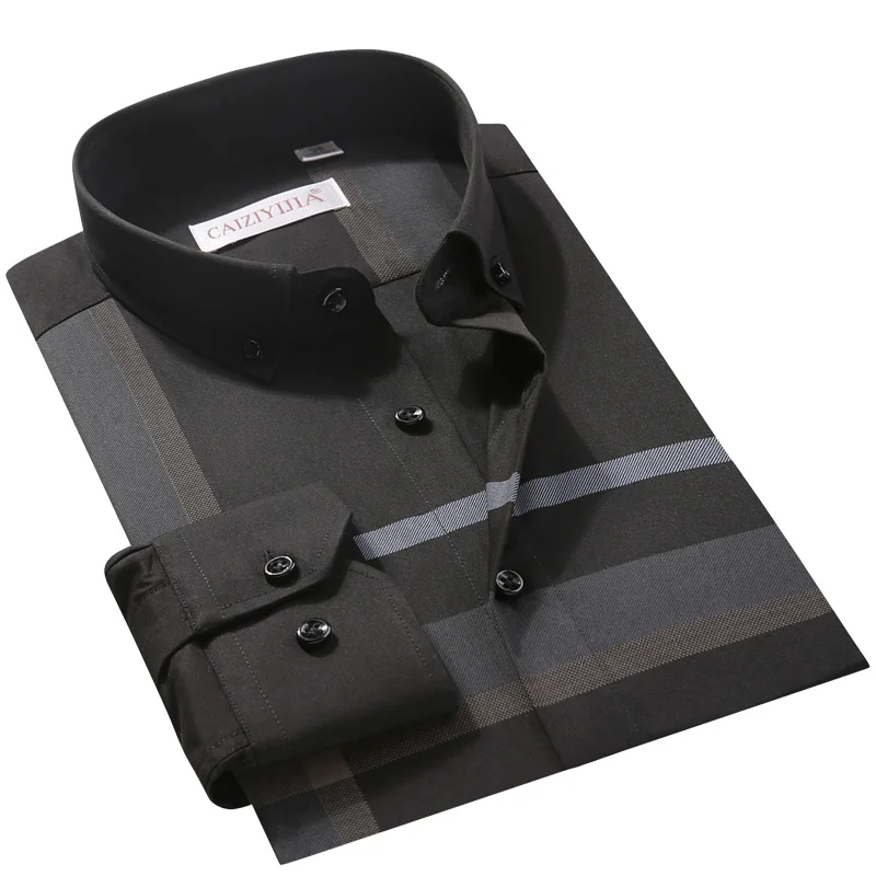 

Мужская классическая рубашка в клетку, белая Повседневная рубашка в полоску, с длинными рукавами, воротником на пуговицах, Осень-зима 2019