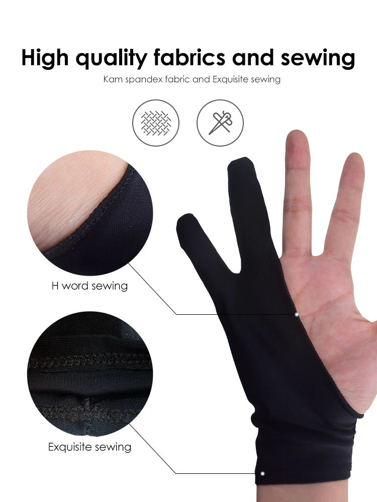 2-Finger Tablet Drawing Gloves Right And Left Hand Anti-Touch For iPad Pro  9.7 10.5