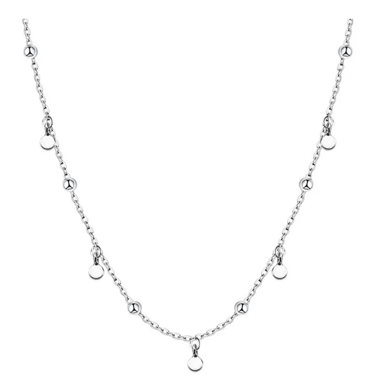 

2021 Korean Fashion Round Beads Chokers Necklaces Clavicle Chain Disc Tassel Necklace Women Jewelry Colar