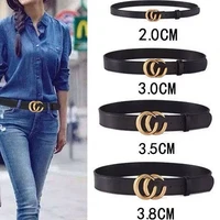 mens belt two layers cowhide cc buckle fashion girdle smooth buckle pants belts young students retro jeans leather belt womens