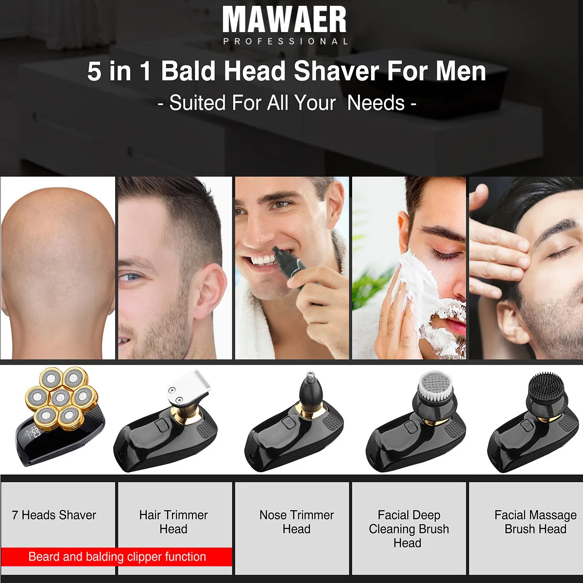 Электробритва Мужская MAWAER Iron Series электробритва с 7 лезвиями лезвий 5 в