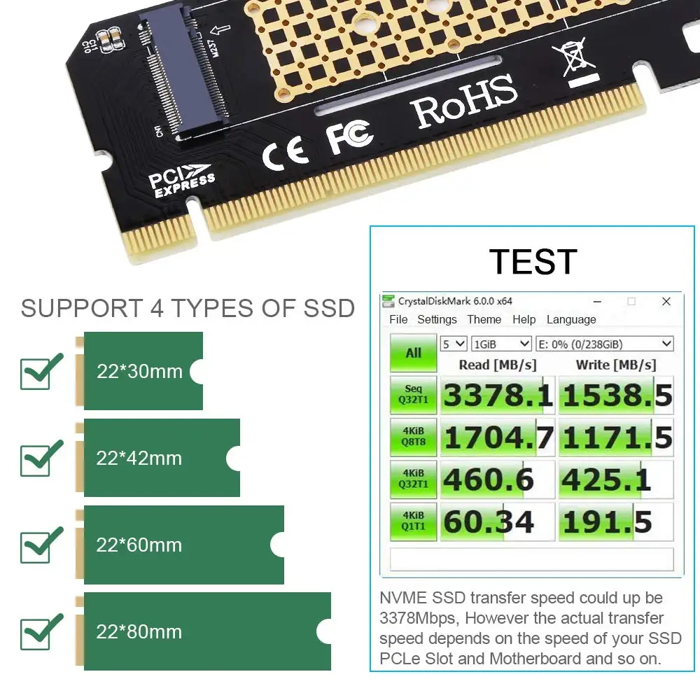 Onvian m.2 to pcie x16 adapter Card pci-e convert NVMe SSD Adaptor m2 M Key Interface PCI Express 3.0 | Компьютеры и офис