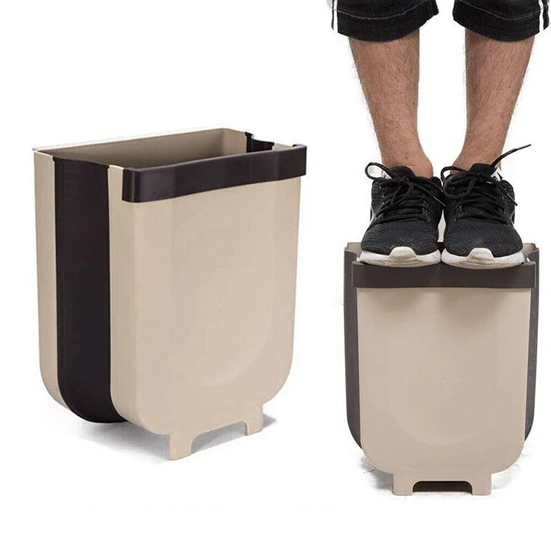 

Hanging Can Trash Garbage Bin Can Rubbish Container Mini Foldable Kitchen Cabinet Door Bedroom Livingroom Bathroom Poubelle E5