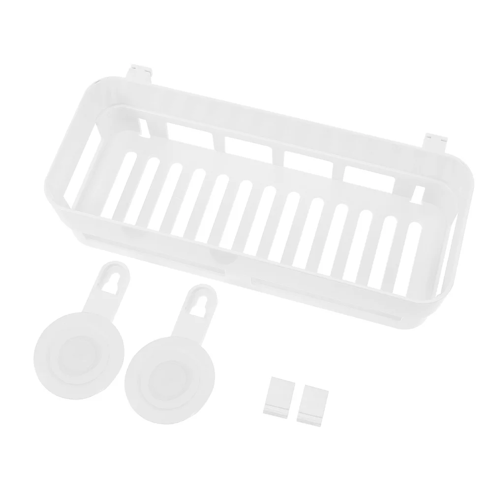 

1pc Bathroom Storage Rack Wall Mounted Drilling Bathroom Rack (White)