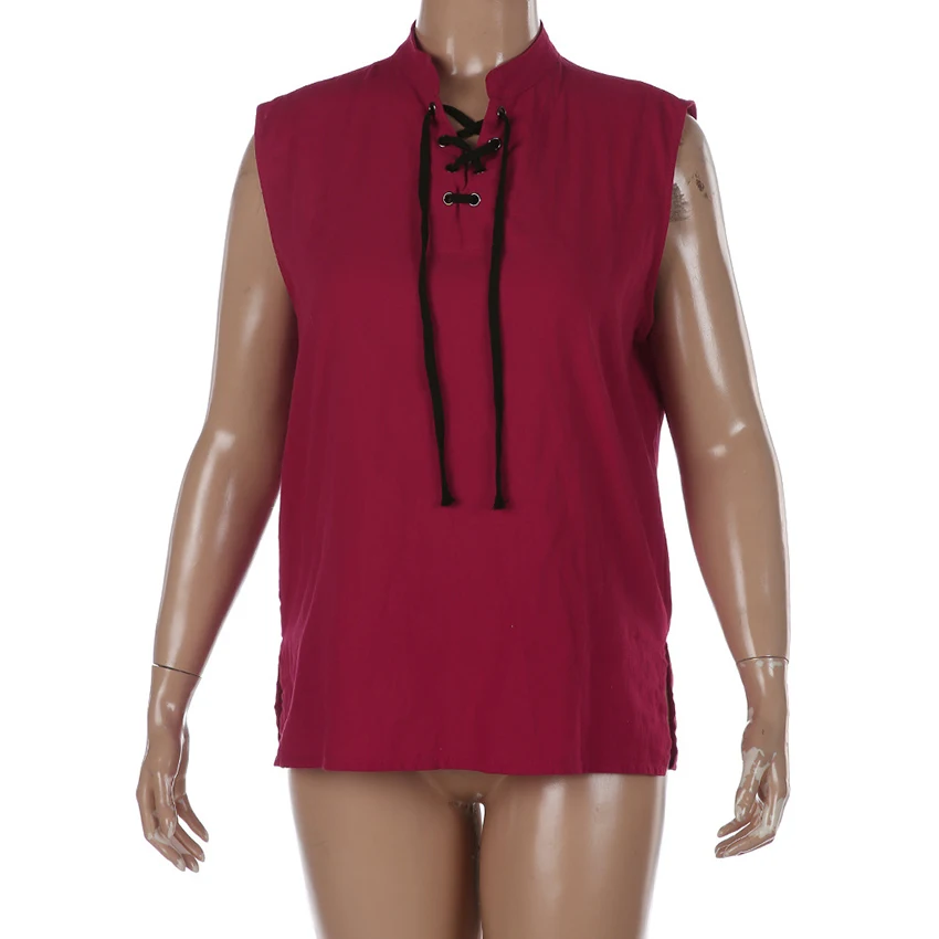 Средневековый Новый однотонный жилет без рукавов со стоячим воротником мужская