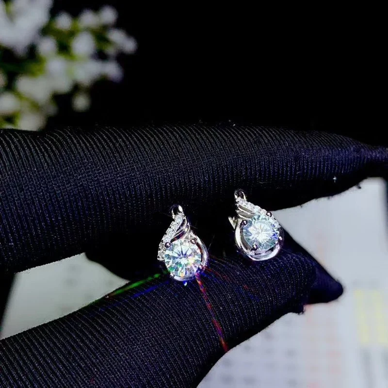 

Passed Diamond Test Excellent Moissanite Snowflake Stud Earrings 925 Sterling Silver Perfect Cut Gem Earrings for Women