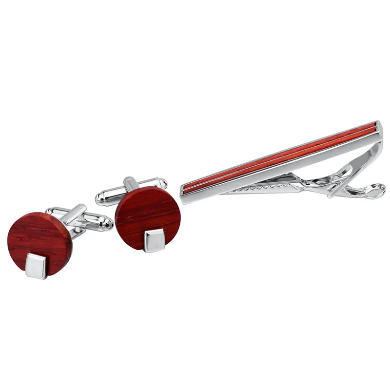 Brangdy high-end men and women mahogany tie clip cufflinks solid wood collar men's French shirt set Christmas | Украшения и