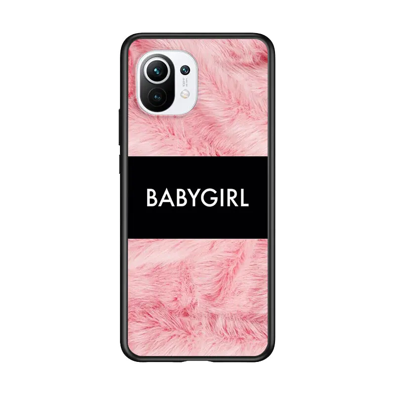 

PINK BABYGIRL for Xiaomi Mi 11 10T Note 10 Ultra 5G 9 9T SE 8 A3 A2 A1 6X Pro Play F1 Lite 5G Black Phone Case