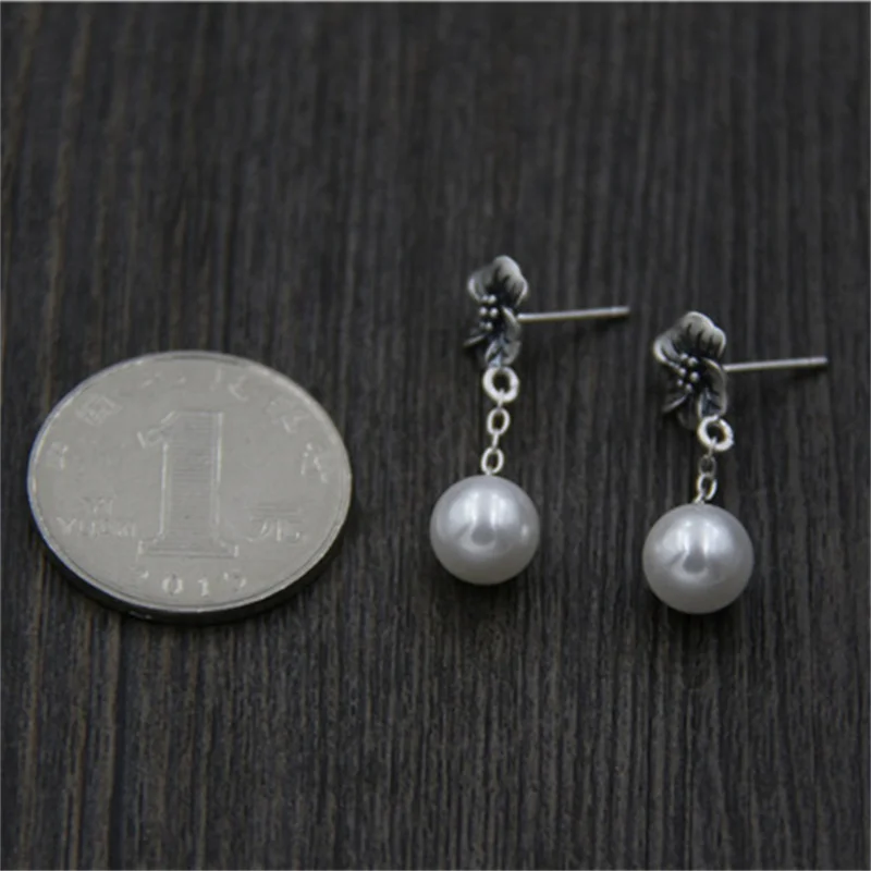 Женские серьги-подвески из серебра 990 пробы с пресноводным жемчугом | Украшения и