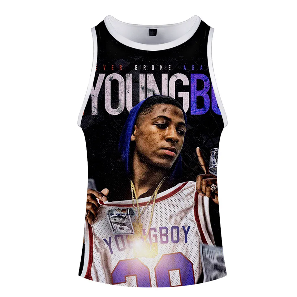 

Летняя майка YoungBoy с 3d принтом никогда больше не сломался, Мужская/женская рубашка без рукавов в стиле хип-хоп, тренировочная майка для фитне...