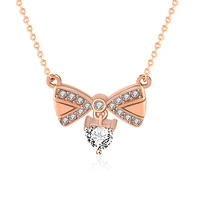 s925 sterling silver micro inlaid zircon bow knot necklace fashion jewelry clavicle set chain