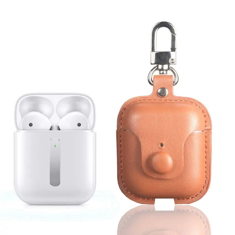 

Leather Case Protective Cover with Keychain for OPPO Enco Free Case Bluetooth Earphones