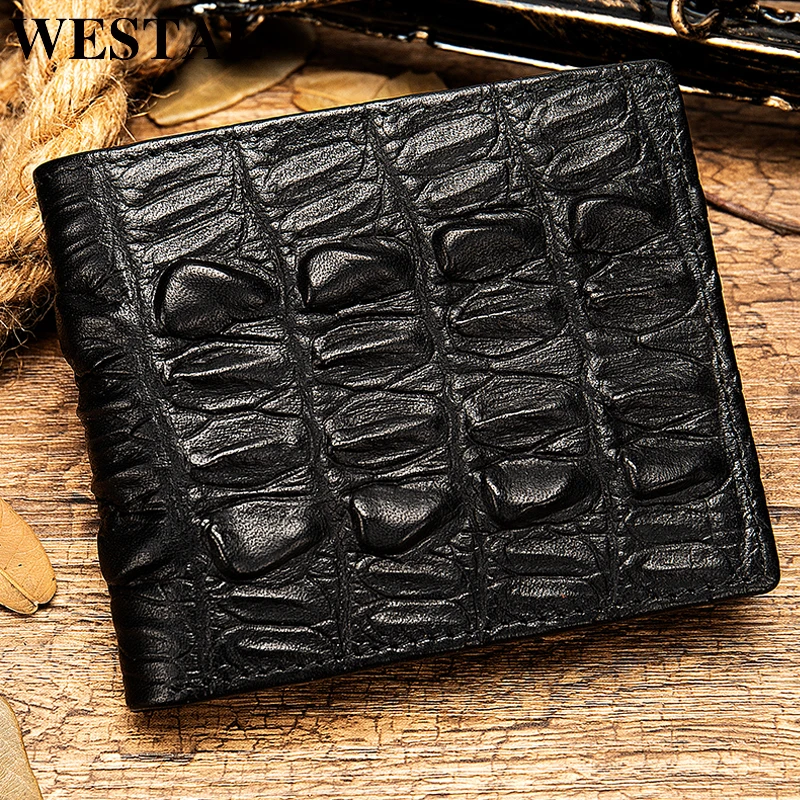 WESTAL Шаблон Аллигатора Кошелек Мужской Натуральная Кожа Короткий Бумажник