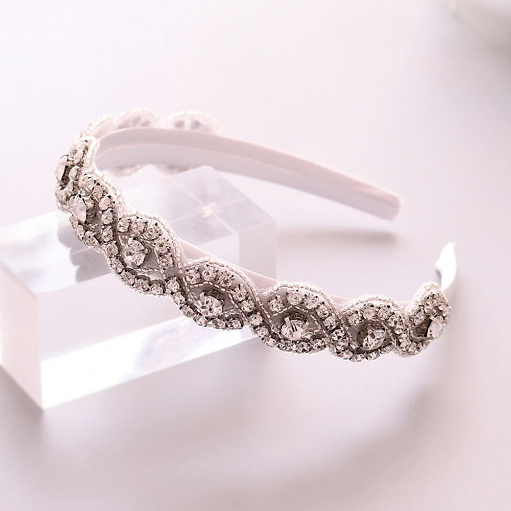 

100%Handmade Luxury Crystal Headpiece Wedding Bridal Headbands for Wedding Beaded Headband Baroque Fashion Personality Hair Hoop