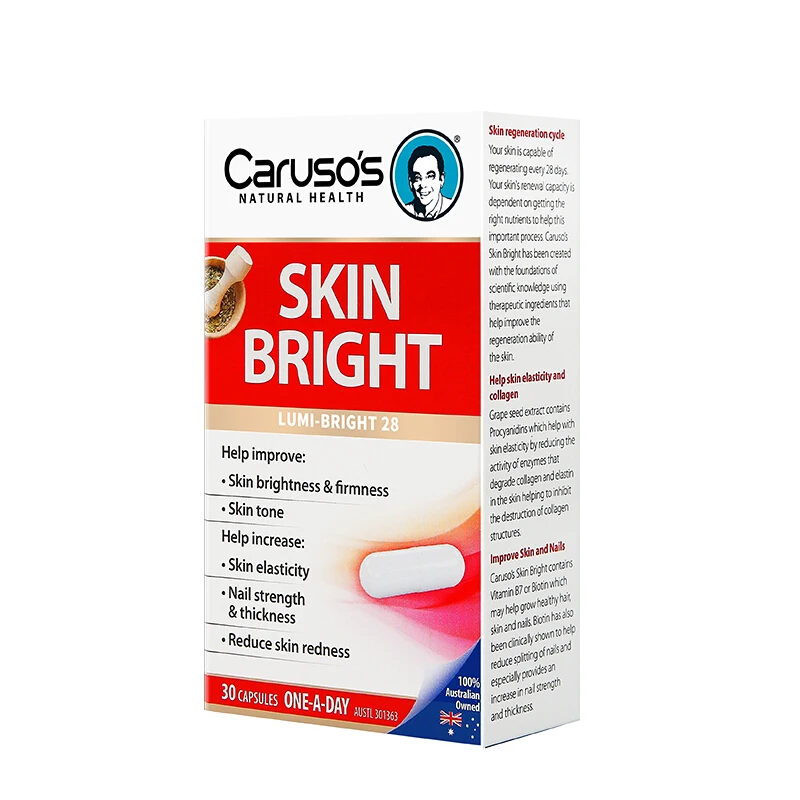 

Australia Carusos Skin Bright for Improve Skin Collagen Firmness Regeneration Nail Health Strength Reduce Skin Redness Dryness