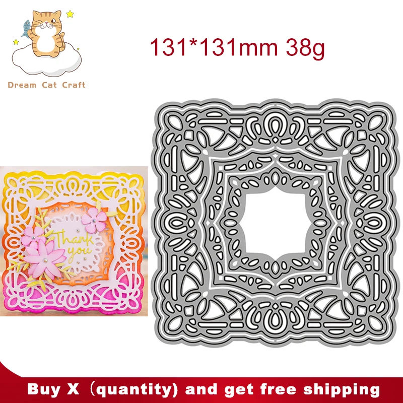 

Square Fancy Filigree Frame Scrapbook Die Metal Cutting Dies DIY Paper Card Making Embossing Craft Die Cut Handmade Craft Decor