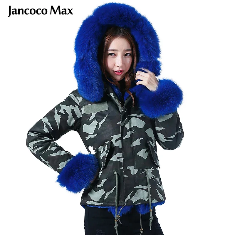 Jancoco Max Женская парка с воротником из натурального Лисьего меха на манжетах