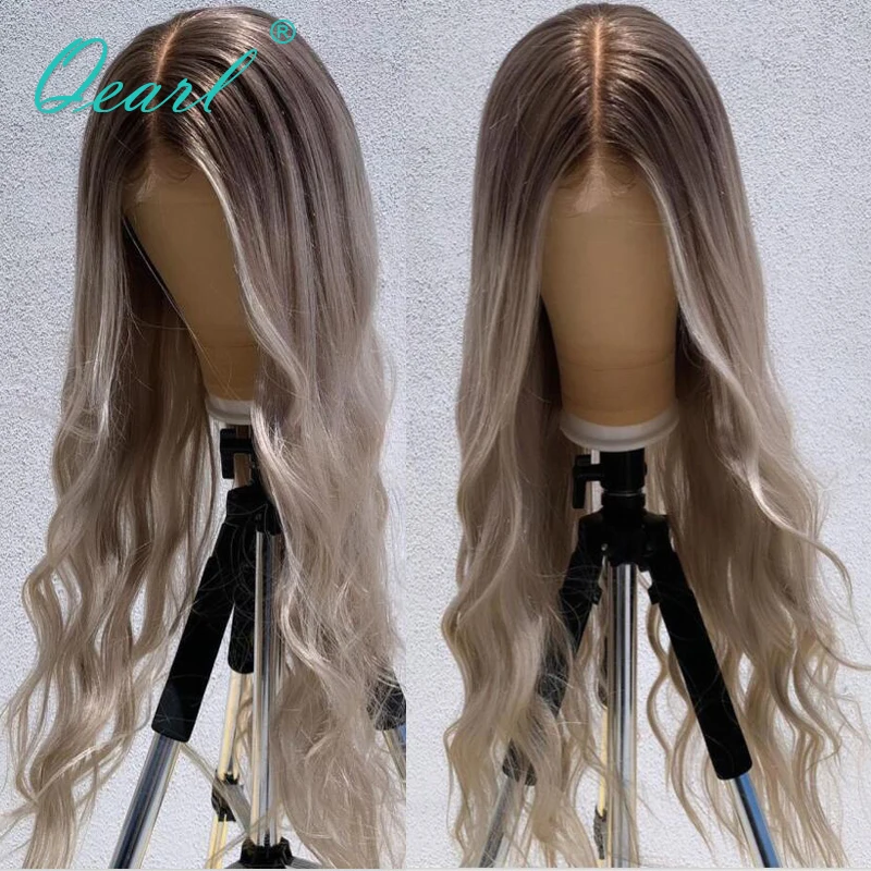 

Light Ash Blonde Lace Front Wig 13x4/13x6 Ombre Human Hair Wigs WAvy Remy Hair 24"26"28" Glueless Wig 150% 180% QEarl