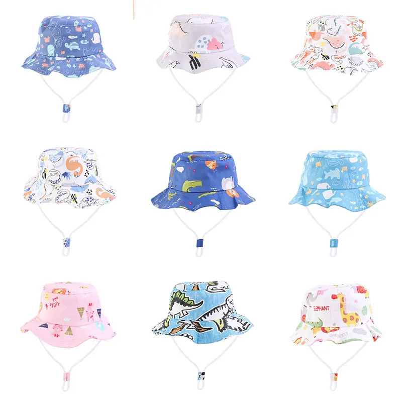 Панама с мультяшным принтом для мальчиков и девочек тонкая хлопковая шляпа