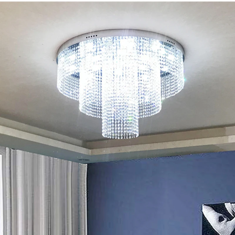 

3 Layers Crystal Ceiling Lamp Modern Plafonnier AC110V 220v LED Crystal Light Living Room Lights
