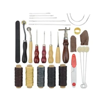 18pcs leather working tools leather craft tool kit for stitching carving working sewing saddle groover kit sewing accessories