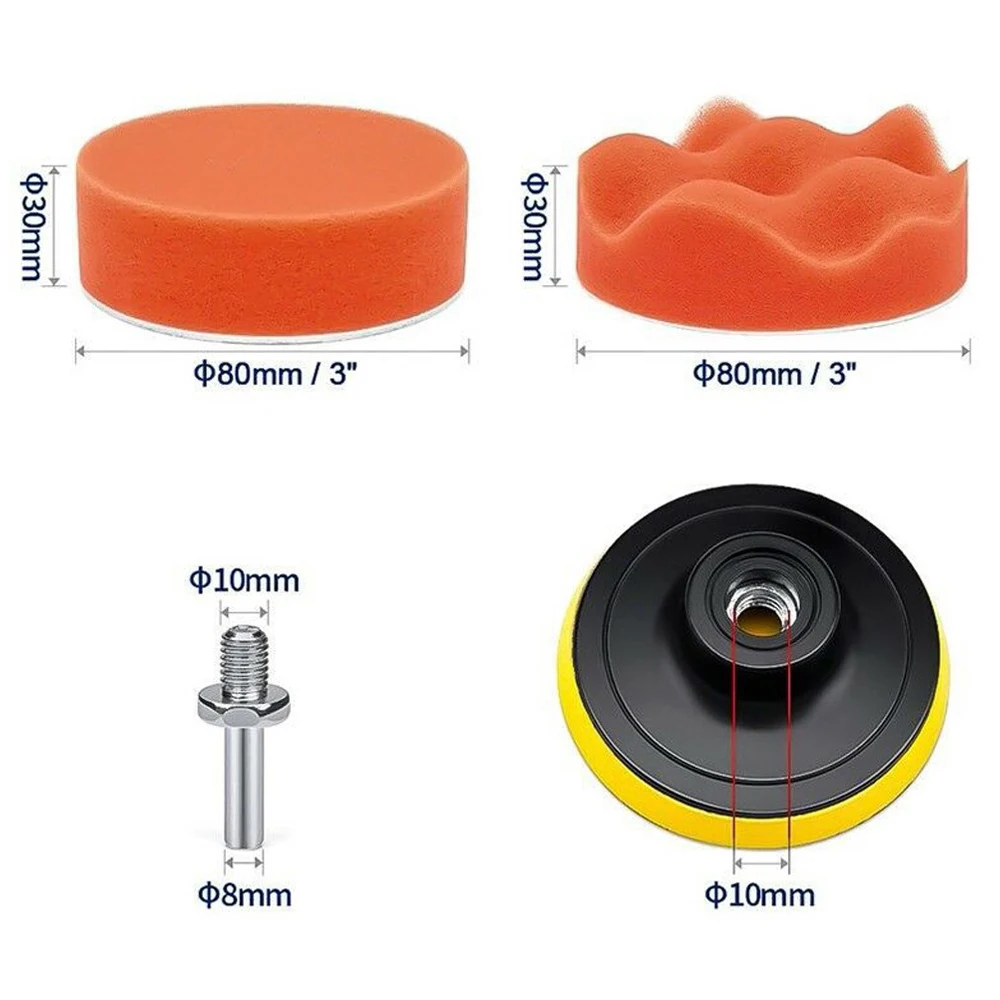 

3 inch Car Polishing Disc Set Self-Adhesive Buffing Waxing Sponge Wool Wheel Polishing Pad Kit For Car Polisher Drill Adapter