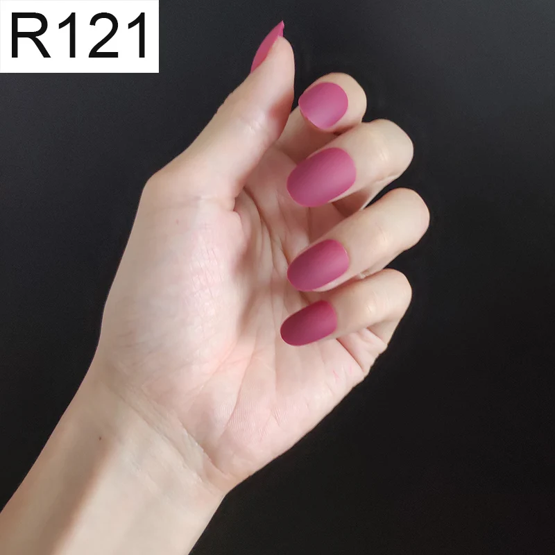R121 Round x 1PC 24 шт./компл. стилет балерина гроб круглый овальной формы с полным покрытием матовая накладные ногти для ног, мягкая на ощупь, накладные ногти искусственные ногти Нейл Арта, набор - Цвет: R121 Round x 1PC