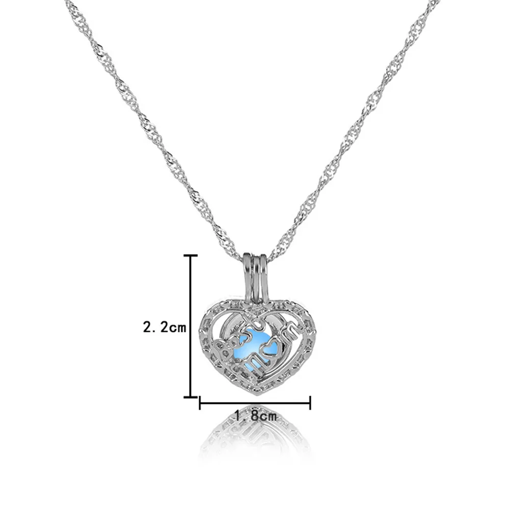 Винтажное Очаровательное ожерелье с подвесками для женщин светящееся сердце