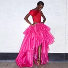 Женская плиссированная юбка из органзы, розовая юбка с высокой талией и оборками, юбка в складку, лето