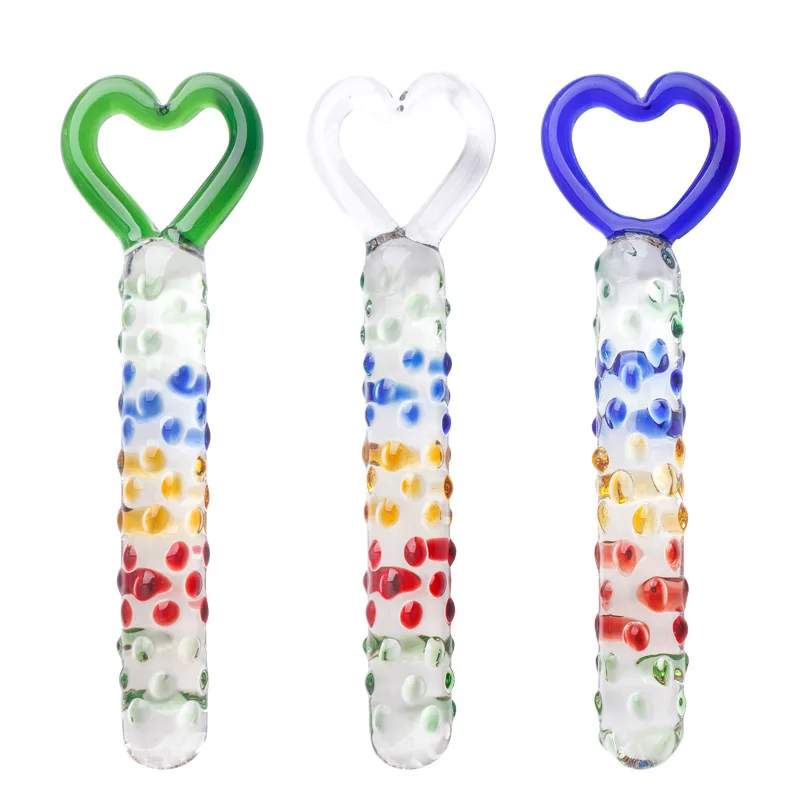 CW0074 Heart Shape Crystal Glass AV Stick with Spots Masturbation Rod Anal Plug | Красота и здоровье