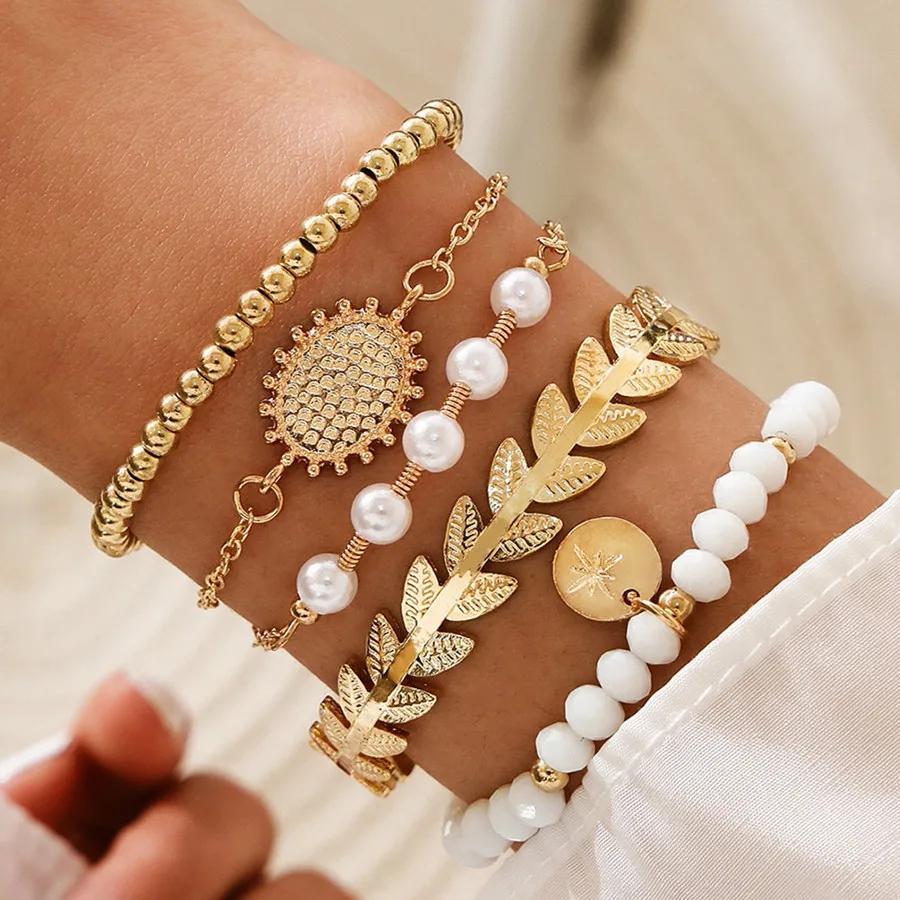 Женский винтажный браслет DIEZI с имитацией жемчуга цепочка подвеской в виде