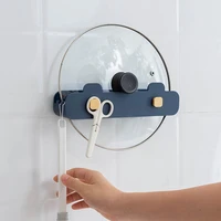 wall mount self adhesive pan cover pot lid holder home kitchen storage rack