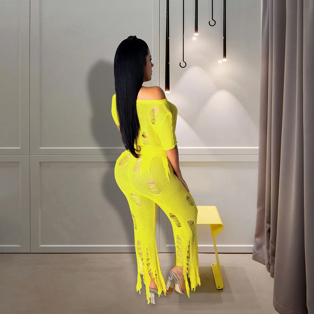 Женский сексуальный комплект из двух предметов топ с кисточками и дырками