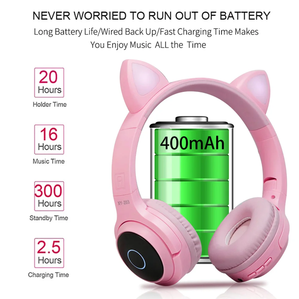 

Cat Ears Fashion LEDLight Bluetooth 5.0 Headset 3.5mm Young People Noise Cancelling Gaming Headphones For Laptop Smart Phone