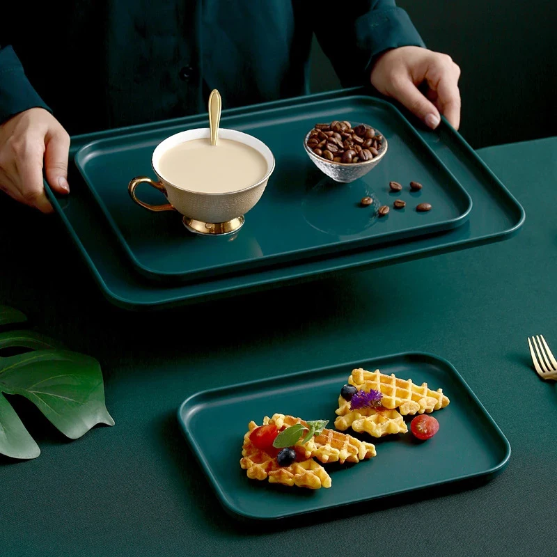 

Nordic Style Fruit Cake Tray Snack Plate Multi Function Rectangular Plastic Plate Storage Tray Kitchen Supplies Dessert Tray