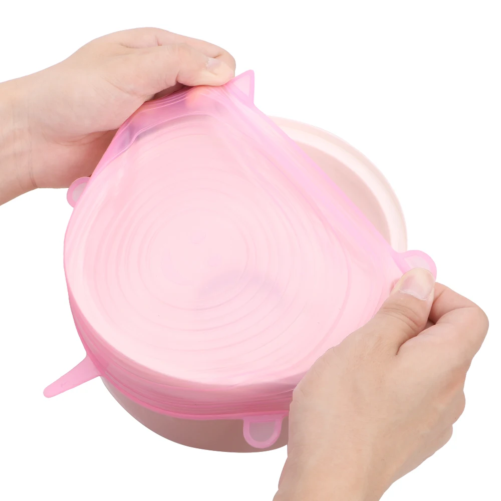 

Bowl Pot Lid Cover Reusable Pan Cooking Kitchen Accessories 6 Pcs Silicone Stretch Lids Silicone Food Wrap Keeping Fresh Seal