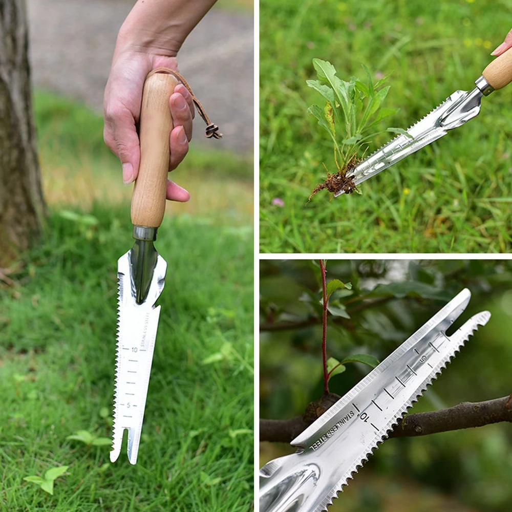 

Multifunctional Stainless Steel Garden Shovel Outdoor Trowel Wooden Handle Mowing KnifeCamping Gardening Farming Sharp Shovel
