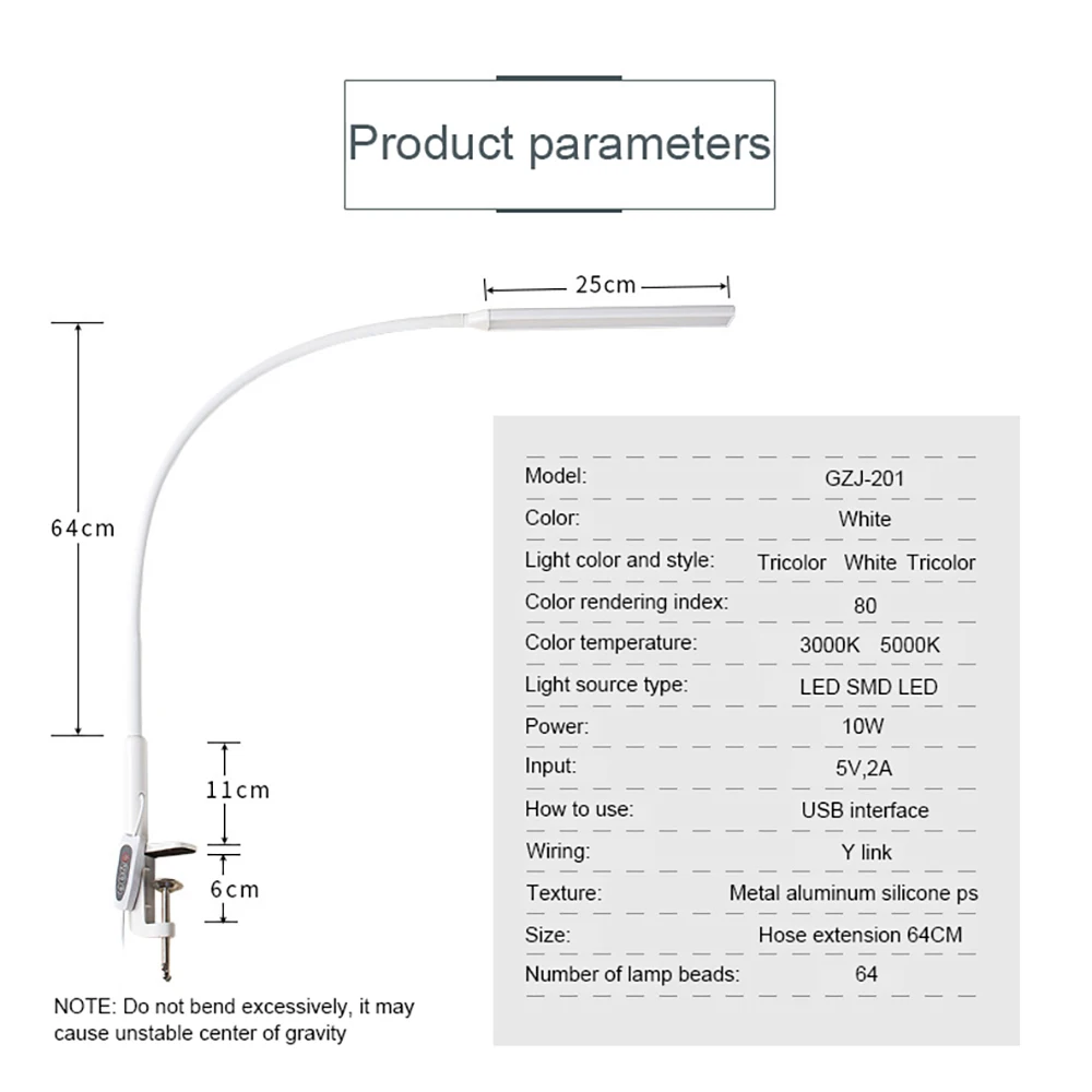 Светодиодная настольная лампа на длинной ножке гибкий приглушаемый светильник с