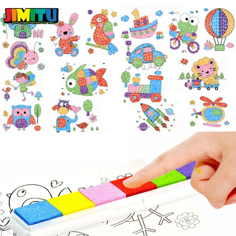 JIMITU DIY 8 шт. мультфильм малыш палец живопись ремесло набор детей Красочные фингеркраски Рисование образование обучение Картина игрушки