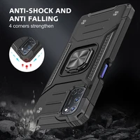 magnetic metal finger ring stand armor shockproof case for oppo a52 a72 a92 a5 a9 2020 soft tpu hard pc protective back cover