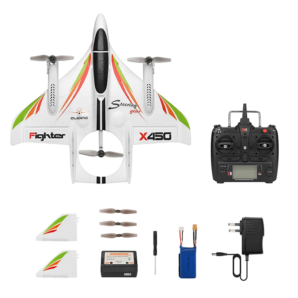 

WLtoys XK X450 RC Airplane 2.4G 6CH 3D/6G Brushless Motor Vertical Take-Off LED Light Remote Contro Glider Fixed Wing Aircraft