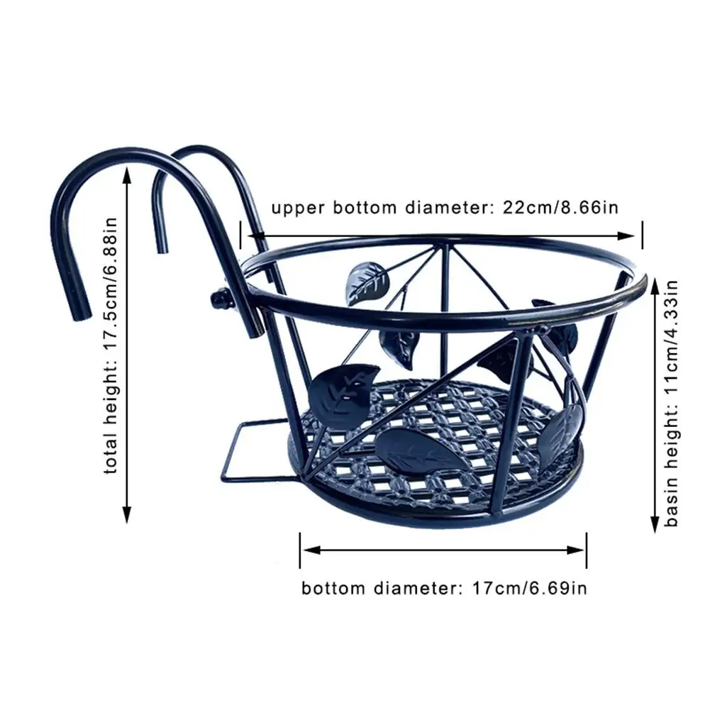 

3pcs Balcony Hanging Plant Racks Balcony Round Flower Pot Rack Railing Fence Outdoor Window Iron Bonsai Stand Decoration