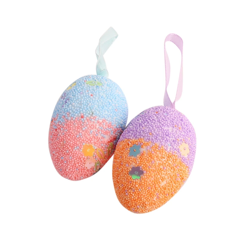 

6/12/46Pcs Foam Easter Eggs Happy Easter Decorations Painted Bird Pigeon Eggs DIY Craft Home Decor Easter Party Ornaments