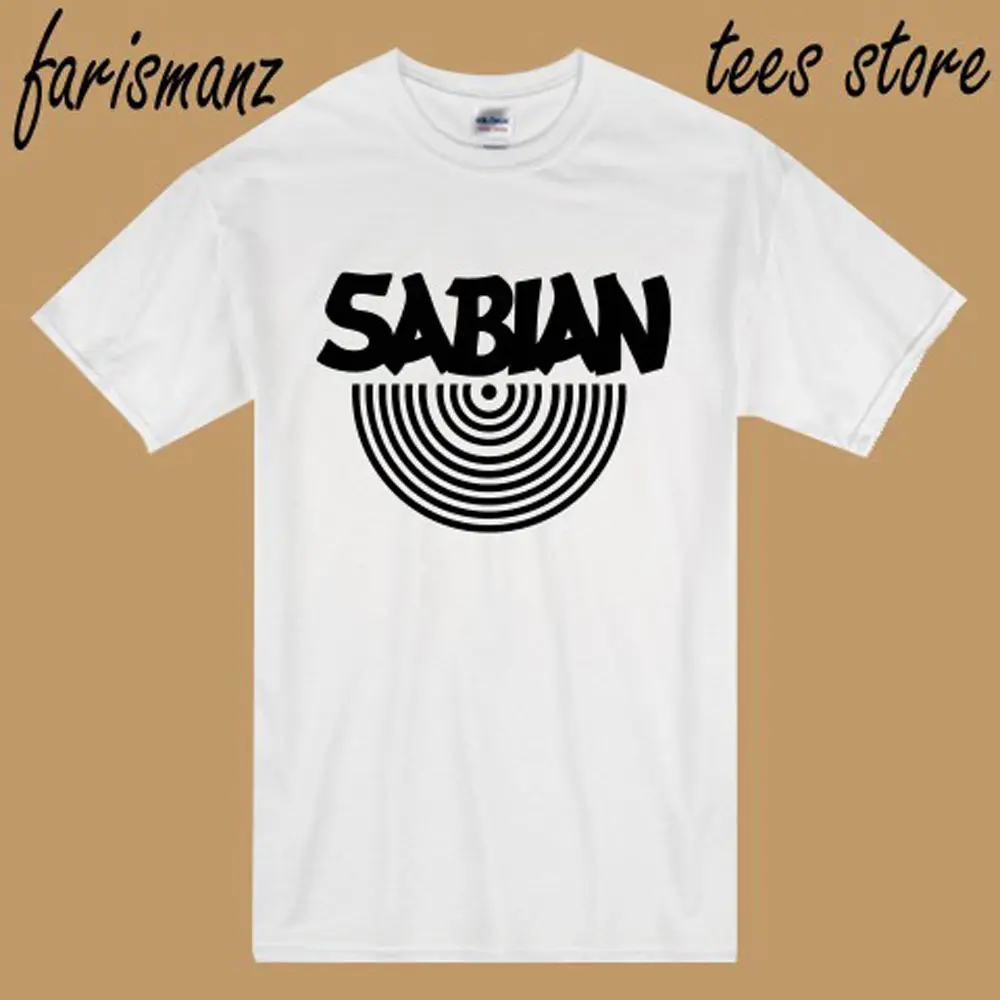 New Sabian Cymbals Drums Logo Men's White T-Shirt Size S to 3XL Newest Top Tees Fashion Style Men Tee 100% Cotton Classic tee |