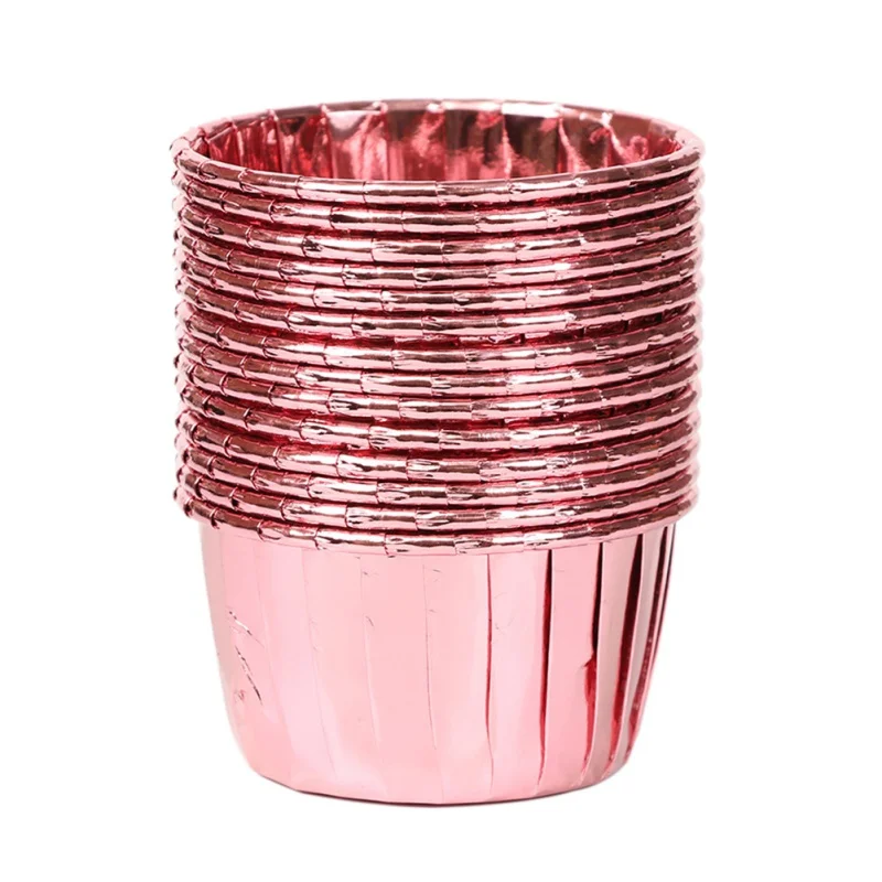 Rose gold 50 шт. маленькие края завитые бумажные стаканчики для кексов лайнер для выпечки коробка для кексов чехол вечерние поднос Форма для кексов инструменты для выпечки кексов - Цвет: Rose gold