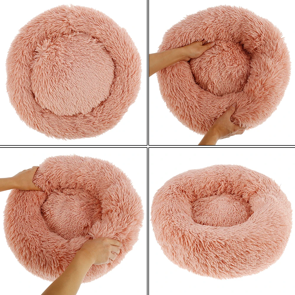 

High-quality Washable Cat Bed Soft Long Plush Cushion Basket For Cat Dogs New style Cat's House Fluffy Bed For Cats cama gato