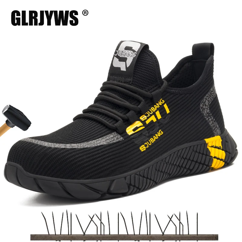 Прямая поставка летающие тканые защитные ботинки Мужская дышащая ударопрочная