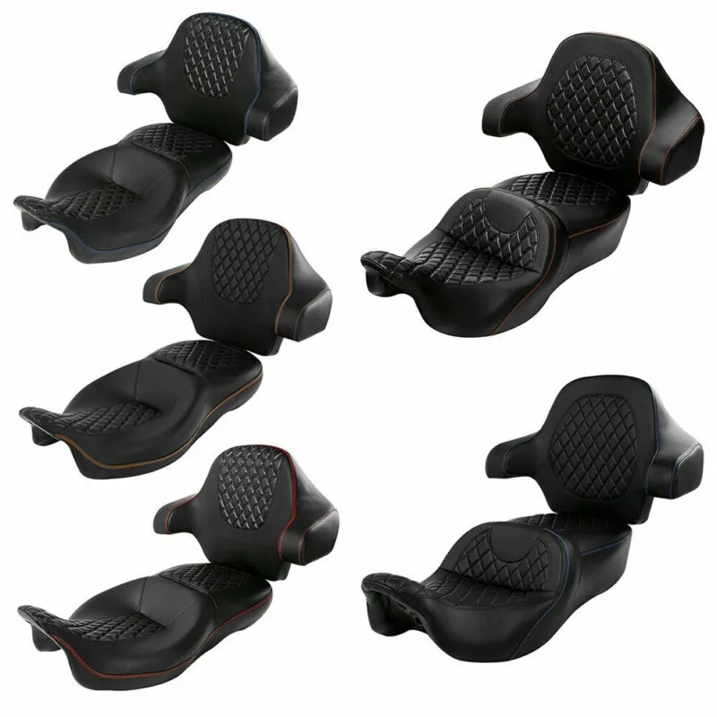 Черное сиденье пассажира водителя мотоцикла и спинка для Harley Touring Street Glide 14 20| |