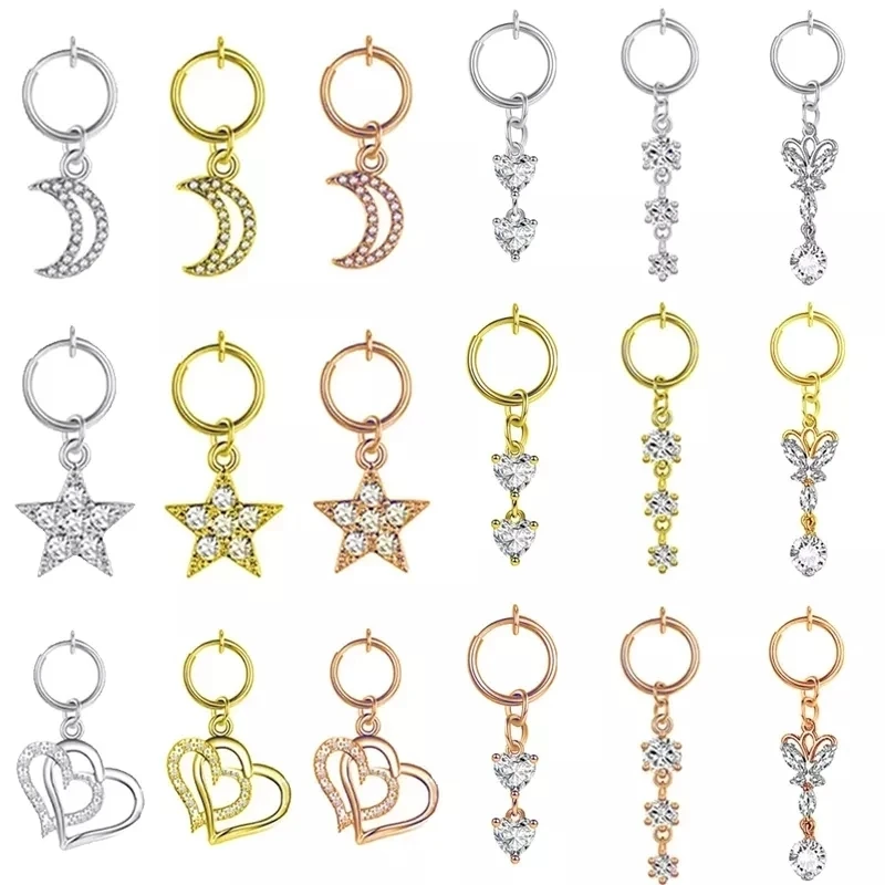 Серьги клипсы для пупка в форме сердца|Украшения тела| |